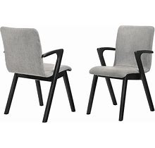 Armen Living Varde Mid-Century Modern Dining Accent Chair Finish Fabric-Set Of 2, 20" Wide, Black/Grey