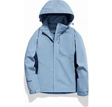 Men Windproof Jacket With Detachable Hood And Waterproof Coat,L
