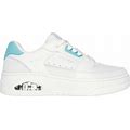 Skechers Women's Uno Court - Courted Style Sneaker | Size 9.5 | White/Turquoise | Leather/Synthetic/Textile