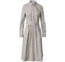 Akris Punto Women's Striped Cotton Tie-Waist Shirtdress - Sage Cream - Size 4