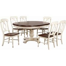 Sunset Trading Andrews 7 Piece Butterfly Leaf Dining Set In Antique White And Chestnut Brown With Napoleon Chairs - Sunset Trading DLU-ADW4866-C50-AW7