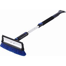 SUPERJARE Telescoping Snow Brush With Integrated Ice Scraper & Squeegee Head, Extendable Snow Broom With Foam Grip Suitable For Small Car, Blue & Black
