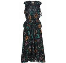 Ulla Johnson Women's Adrienne Silk Floral Midi-Dress - Black Iris - Size 0
