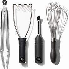 OXO Good Grips 4-Piece Everyday Kitchen Tool And Utensil Set - 3.1" X 3.9" X 15.45" - Stainless Steel