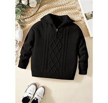 Young Boy Solid Color Long Sleeve Zipper Sweater,7Y