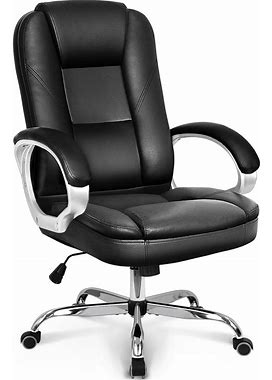 NEO CHAIR Office Chair Computer Desk Chair Gaming - Ergonomic High Back Cushion Lumbar Support With Wheels Comfortable Jet Black Leather Racing Seat