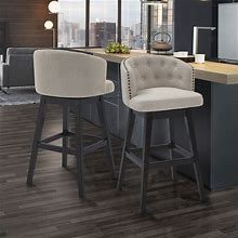 Celine Grey Or Tan Upholstered Swivel Bar Or Counter Stool - Counter Height