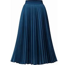 Pleated Midi Skirt, Long Pleated Skirts For Women, Womens Pleated Skirt, Skirts For Women Midi Length, Midi Pleated Skirt Darkblue S