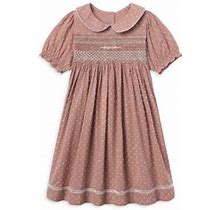 Baybala Girl's Emmy Swiss Dot Smocked Dress - Rose Swiss Dot - Size 8