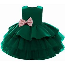 0-5T Baby Girls Pageant Dress Little Girls Sequin Bowknot And Backless Tulle Tutu Party Wedding Formal Dresses