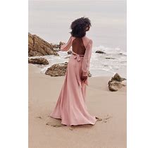 Pink Talk About Divine Blush Long Sleeve Backless Maxi Dress | Womens | Medium (Available In 3X, 1X, L) | 100% Polyester | Lulus