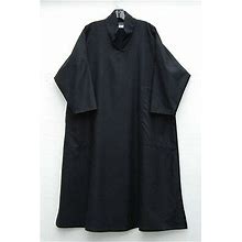 Eskandar Black Imperial Collar A-Line 95% Wool 5% Cashmere Long Dress