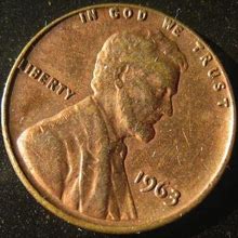 USA 1 Cent 1963 Penny Coin Rare Vintage Copper Real Genuine Coin Lincoln United States Of America Mint Philadelphia Lincoln Memorial Cent