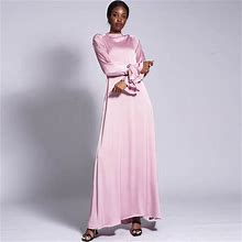Satin Women Muslim Abaya Long Maxi Dress Dubai Cocktail Kaftan Party