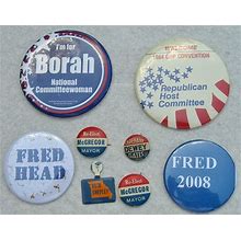 Collection Of 8 Various Political Campaign Buttons Various States Of Origin