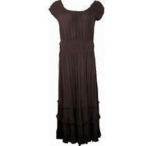 Chadwicks Dresses | Chadwicks Brown Boho Ruffle Tiered Maxi Dress M | Color: Brown | Size: M