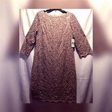Jessica Howard Dresses | Jessica Howard Sequin & Lace Sheath Dress | Color: Tan | Size: 14