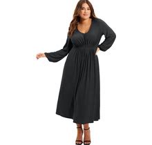 Plus Size Women's Florynce Empire Waist Dress By June+Vie In Black (Size 18/20)