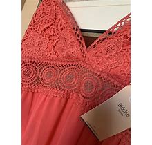 Blashe Coral Crochet Maxi Dress Size L NWT