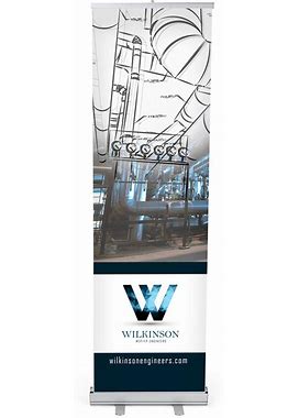 Retractable Vertical Banner Stand 24X80 - Vinyl Banner With Silver St