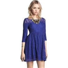 Free People Dresses | Free People Shake It Up Lace Babydoll Dress || Xs | Color: Blue | Size: Xs