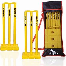 Heavy Plastic Wicket - Set Of 2 (6 Wicket, 4 Bails (Gulli), 2 Base And Attractiv
