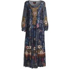 Johnny Was Women's Elrey Embroidered Mesh Maxi Dress - Size Large