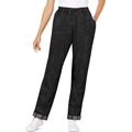 Plus Size Women's Elastic-Waist Cotton Straight Leg Pant With Flannel Lining By Woman Within In Black (Size 18 W)