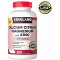 Kirkland Signature Calcium Citrate Magnesium And Zinc, 500 Tablets