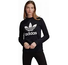 Adidas Originals Womens Trefoil Crewneck Sweatshirt, Black, XX-Small US