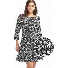 Gap Dresses | Gap Floral Print 3/4 Sleeve Dress | Color: Black/White | Size: 4