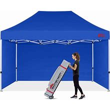 MASTERCANOPY Heavy Duty Pop-Up Canopy Tent With Sidewalls (10X15,Blue)