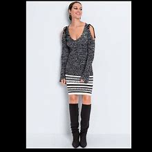 Venus Dresses | Nwt Venus Cold Shoulder Sweater Dress Sz Xs | Color: Gray/White | Size: Xs