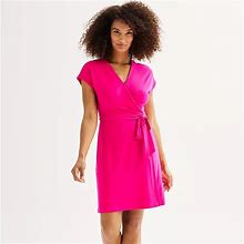 Women's Nine West Dolman Sleeve Wrap Dress, Size: Medium, Med Pink