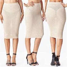 Blair House Boutique Skirts | Bandage Knit Net Skirt - Nude | Color: Tan | Size: Various