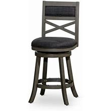 24" Swivel Counter Height Stool With X-Back, Bar Stool With Flared Legs And Footrest For Living Room Kitchen Island Bar Area, Weathered Gray Finish, C