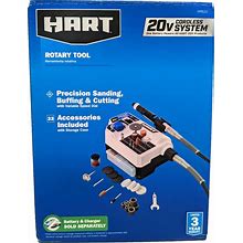 HART 20-Volt Cordless Rotary Tool With 33 Accessories, Wrench & Bit Case New