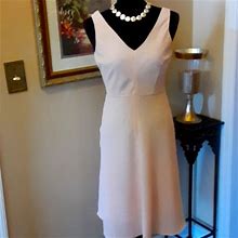 Talbots Dresses | Talbots Petite Pale Pink Blush Sleeveless Dress Vneck Front/Back Texture 6 Euc | Color: Pink | Size: 6