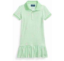Ralph Lauren Gingham Polo Pony Mesh Polo Dress - Size 6 in Gingham Lime W Pink
