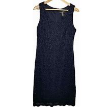 R & M Richards Dress Size 12 Petite Sleeveless Navy Blue