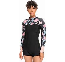 Roxy 2.0 Swell Series Long-Sleeve Back Zip Qlock Colorblock-Grey, Women Neoprene Clothing (Size 6 - Color Anthracite Paradise Found S)