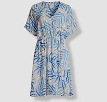 $168 Nic+Zoe Women's Blue Palm Dot Fit & Flare Dress Size M