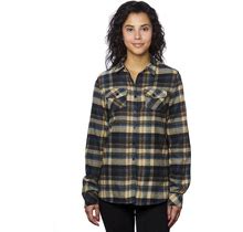 Burnside B5210 Plaid Boyfriend Flannel Shirt In Dark Khaki Size 2XL 5210, BN5210