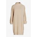 Brunello Cucinelli Bead-Embellished Ribbed Cashmere Turtleneck Dress - Women - Beige Dresses - XS