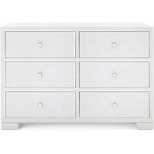 Villa & House Frances Modern Classic White Grasscloth 6-Drawer Wood Dresser | Wood/Metal | Kathy Kuo Home