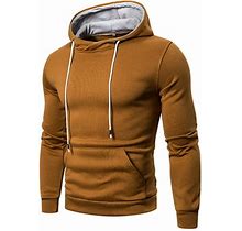 Hbfagfb Hoodies For Men Simple Drawstring Sweatershirts Comfort Fall Clothes With Pocket Khaki Size L
