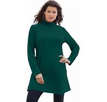 Roaman's Women's Plus Size Mockneck Ultimate Tunic - 5X, Emerald Green