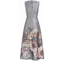 Kay Unger Women's Marlene Organza Floral Midi-Dress - Sage Gray - Size 18