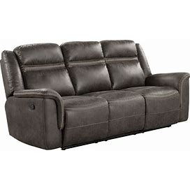 Boise Brown Double Reclining Sofa With Drop Down Cup Holders, Brown Contemporary And Modern Couches From Homelegance