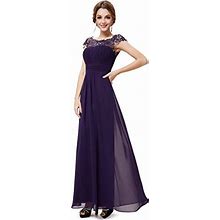 Ever-Pretty Everpretty Womens Lace Open Back Floor Length Evening Dress 12 Us Purple